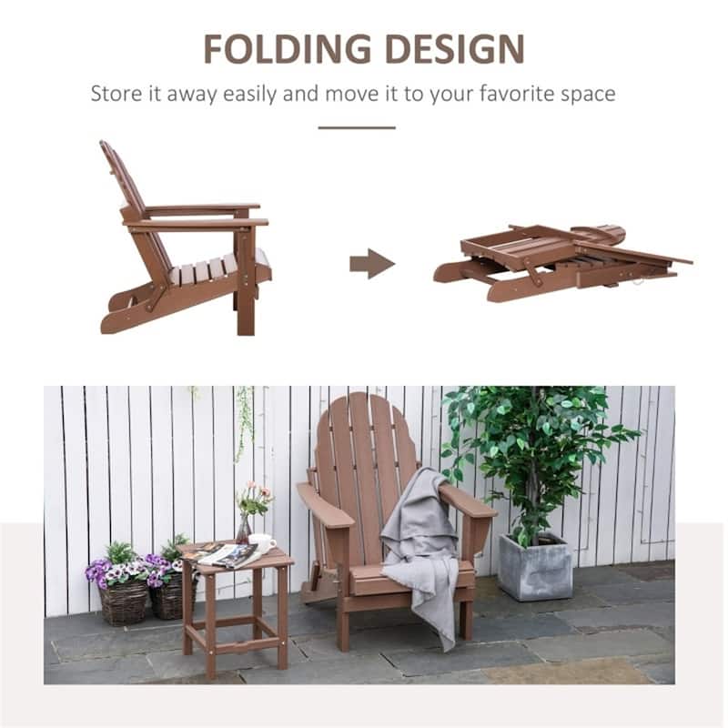 Brown HDPE Adirondack Chair with Recline, Wide Armrests and Foldable - 29.5" W x 34.25" D x 36.5" H