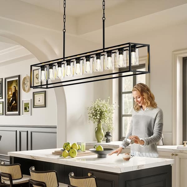 Kitchen Island Lighting 5 Lights,Famhouse Pendant Light Fixture With Clear Glass Shade%2f %2fa 94006945