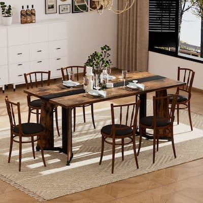 70.9"Rectangular Large Dining Table, Waterproof Large Desk for 8 People, Deluxe Family Dining Table with Adjustable Legs