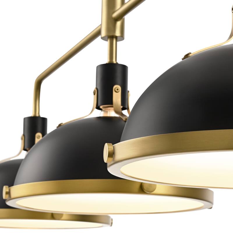 3-Light Farmhouse 3-Light Dome Chandelier Metal Pendant Light - Large Dome Pendant