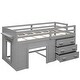 preview thumbnail 10 of 9, Twin Size Loft Bed With Cabinet And Shelf - Gray