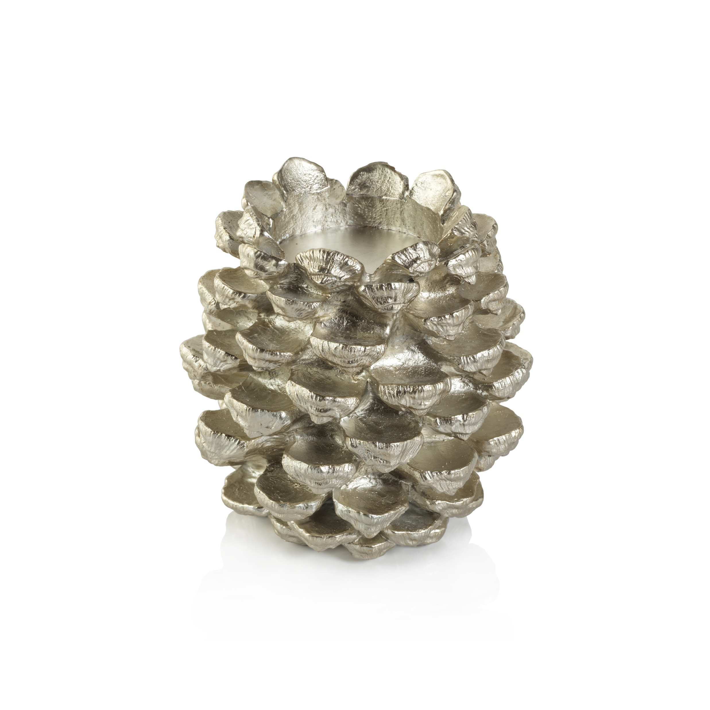 Neve Silver Pine Cone Pillar Candle Holder - Bed Bath & Beyond