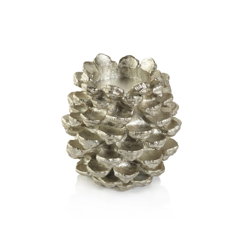 Neve Silver Pine Cone Pillar Candle Holder
