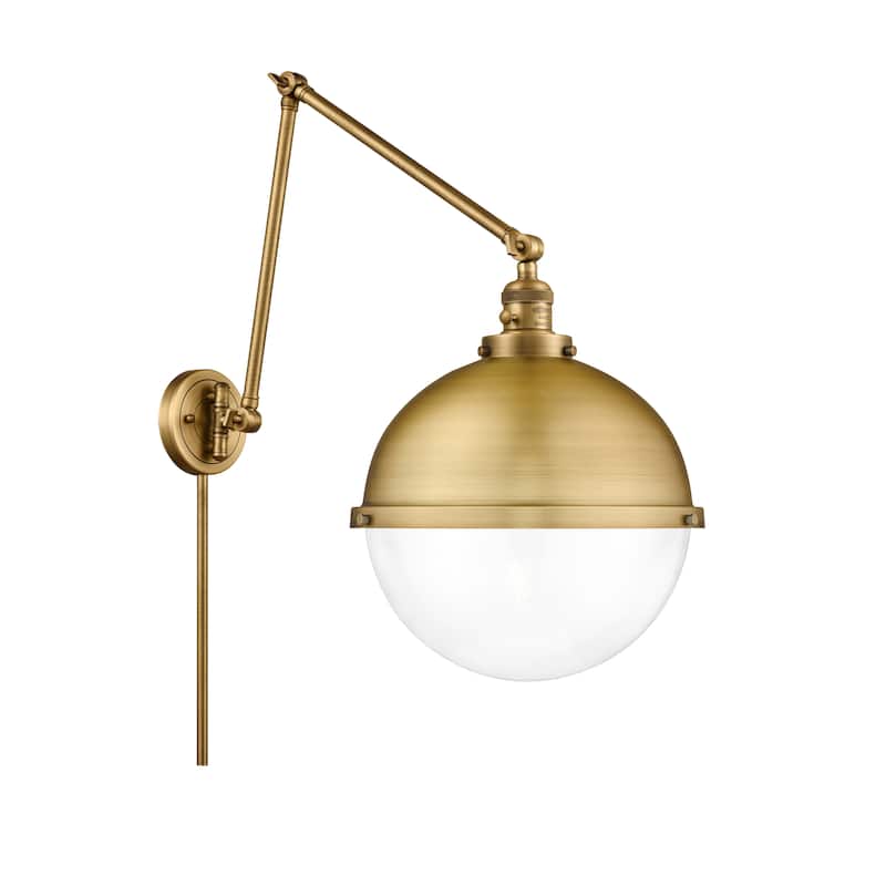 Innovations Lighting Hampden - 1 Light 13" Double Extension Swing Arm - Clear/Brushed Brass