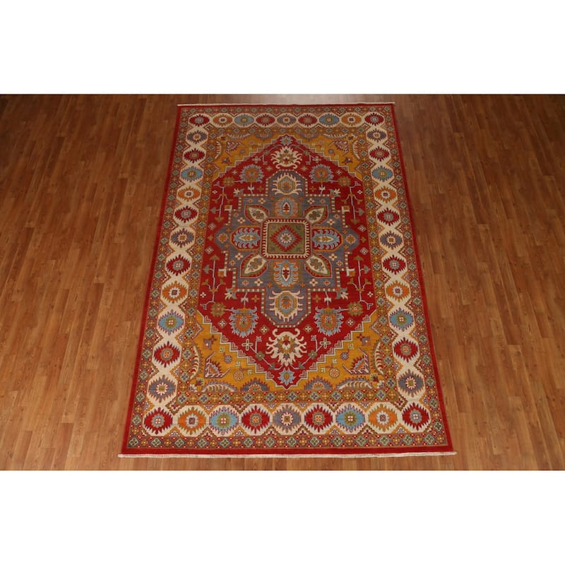 Geometric Traditional Kazak Oriental Area Rug Hand-knotted Wool Carpet - 6'7" x 10'0"