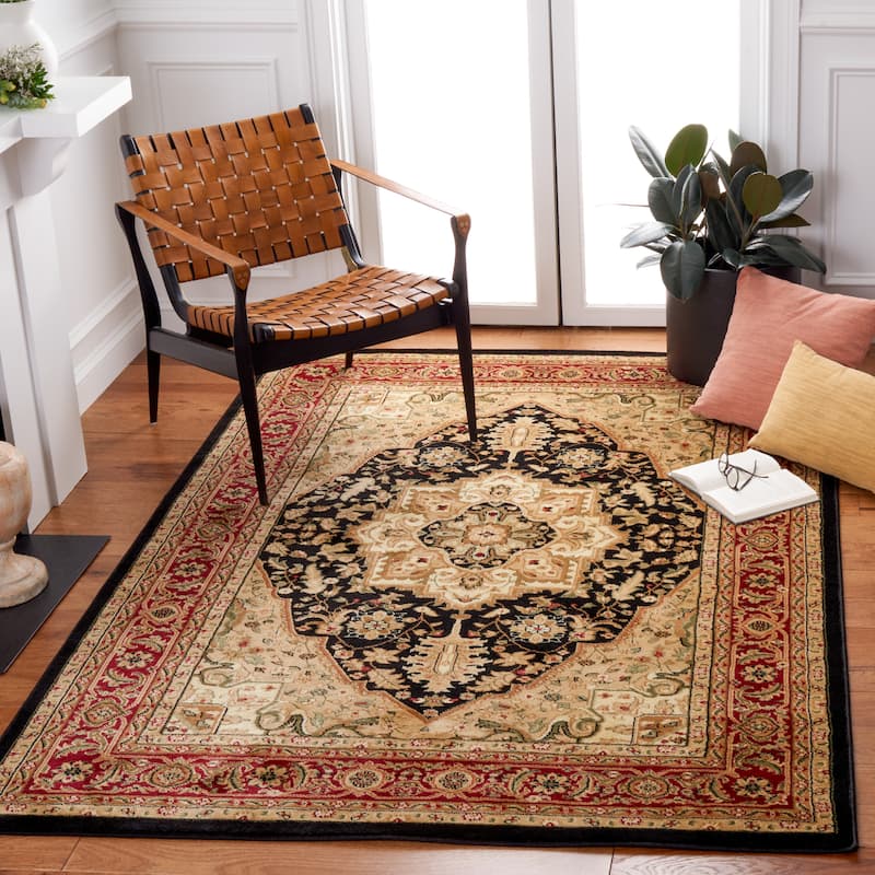 SAFAVIEH Lyndhurst Feryal Traditional Oriental Medallion Rug - 5'3" x 7'6" - Black/Red - Rectangle