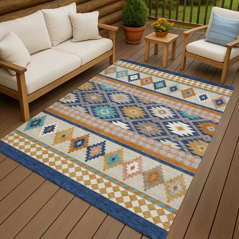 Machine Washable Indoor/ Outdoor Global Clemente Chantille Rug