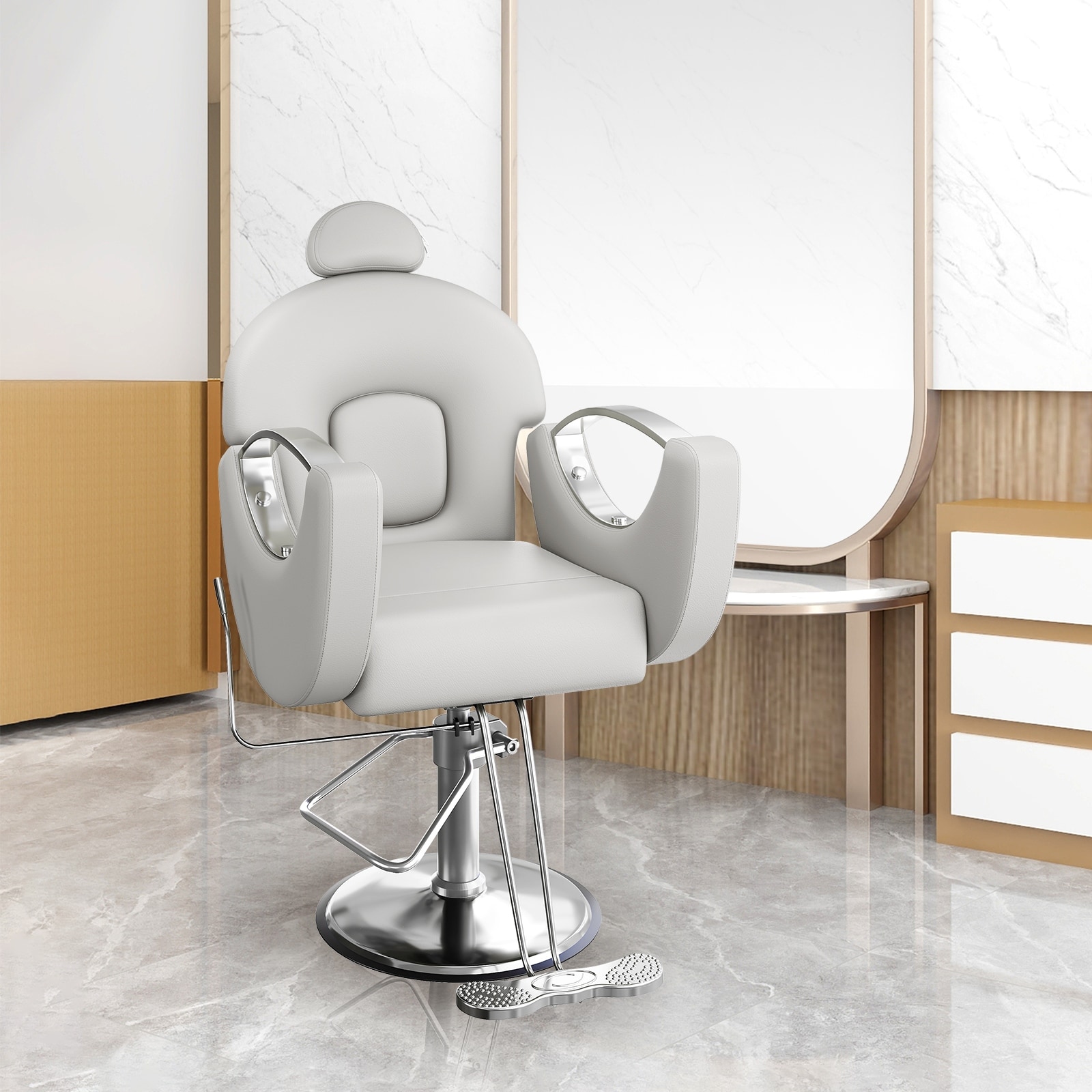Reclining Barber Salon Chair undefined 360° Swivel Hydraulic