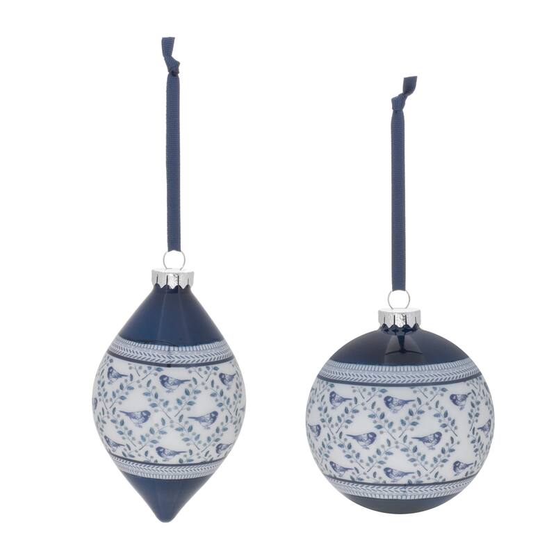 Ornate Bird Print Ornament (Set of 6) - N/A