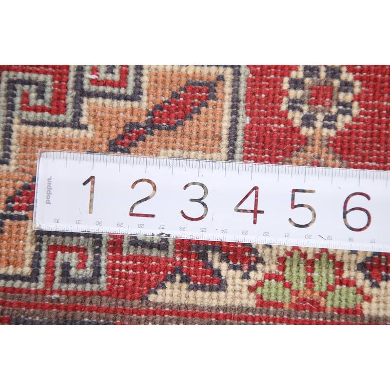 Hand Knotted Oriental 100% Wool Carpet Traditional Geometric Beige & Ivories Kazak Area Rug - 9' 10'' X 6' 5''