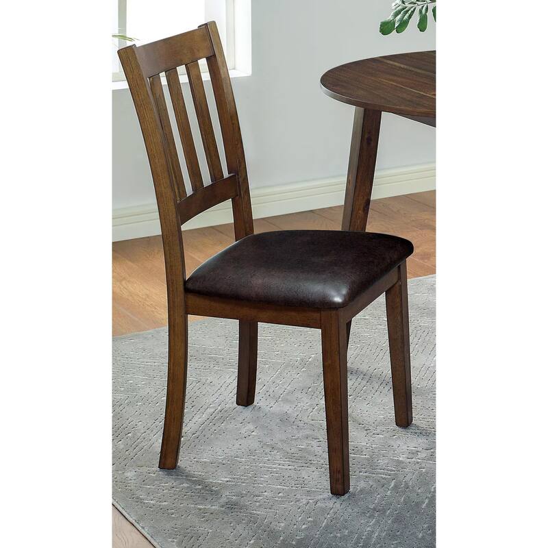 Cozy 3pc Dining Set Round Dining Table And 2x Side Chairs Walnut, Dark Brown Transitional Solid wood Dining Room Furnitu