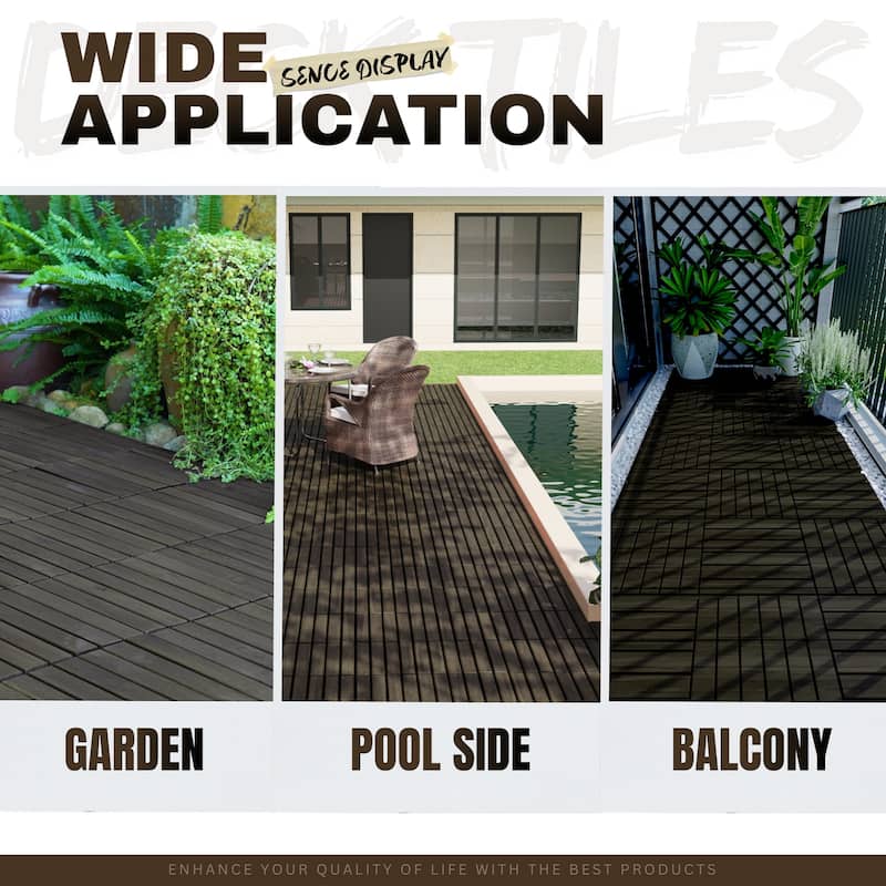 1 ft. x 1 ft. Acacia Wood Outdoor Patio Interlocking Deck Tiles-10 PCS