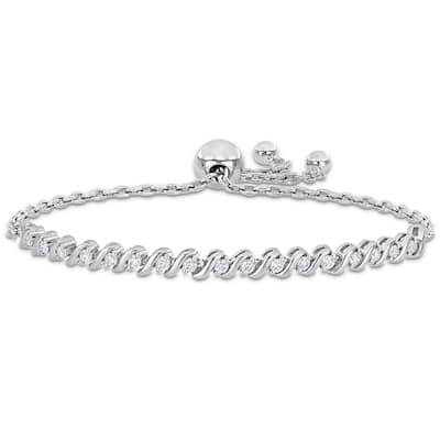 Miadora 1/2ct DEW Created Moissanite S link Adjustable Bolo Bracelet Sterling Silver