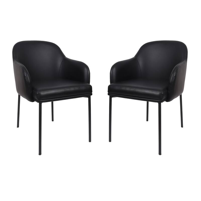 Manhattan Comfort Loft Vegan Leather Metal Armchair - Set of 2