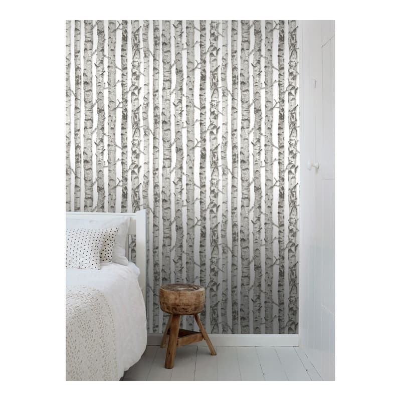 ESTA Home Merman Light Grey Birch Tree Wallpaper - 20.5 x 396 x 0.025