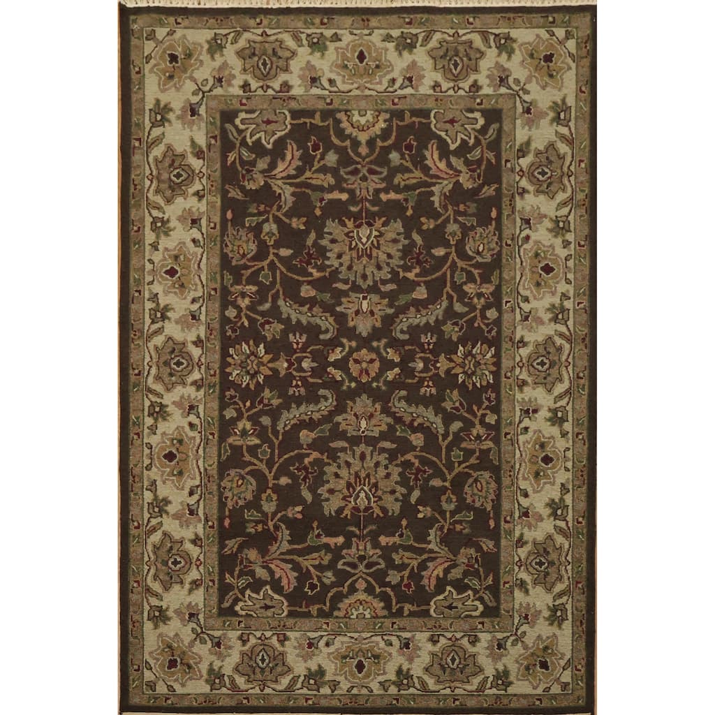 Hand Knotted Oriental 100% Wool Carpet Traditional Brown Sumak Area Rug - 6' 1'' X 4' 1''
