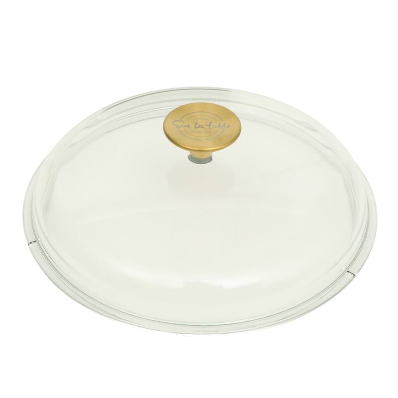 Sur La Table Enamel-Coated Cast Iron Dutch Oven Pot with Oven Safe Glass Lid, Oven-to-Table Cookware for Stews & Braising
