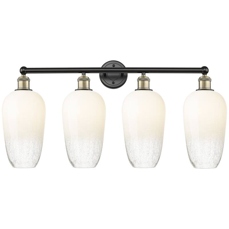 Innovations Lighting Endless Possibilities Edison - Brookhaven Flute - 4 Light 34" Bath Vanity Light - Black Antique Brass/Opal