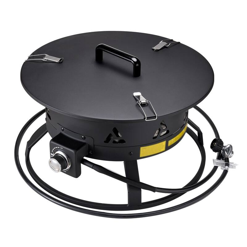 Black Steel Smokeless Propane Gas Fire Pit, Portable with Flame Control