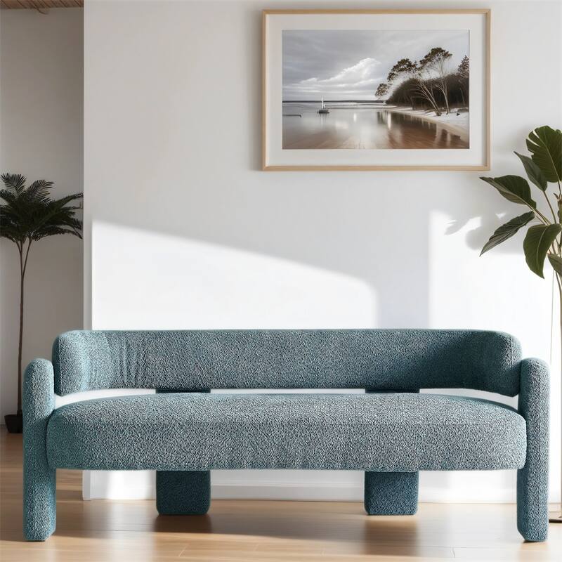 Boucle Upholstery Modern Sofa with Solid Wood Frame and Legs