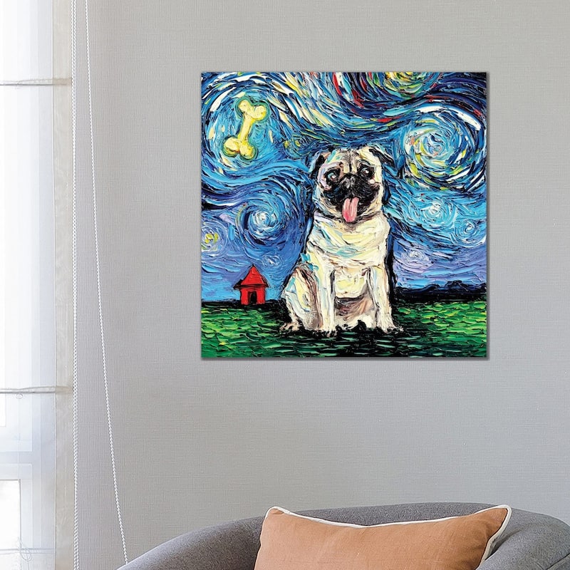 iCanvas "Starry Pug" by Aja Trier Canvas Print - 26x26x1.5