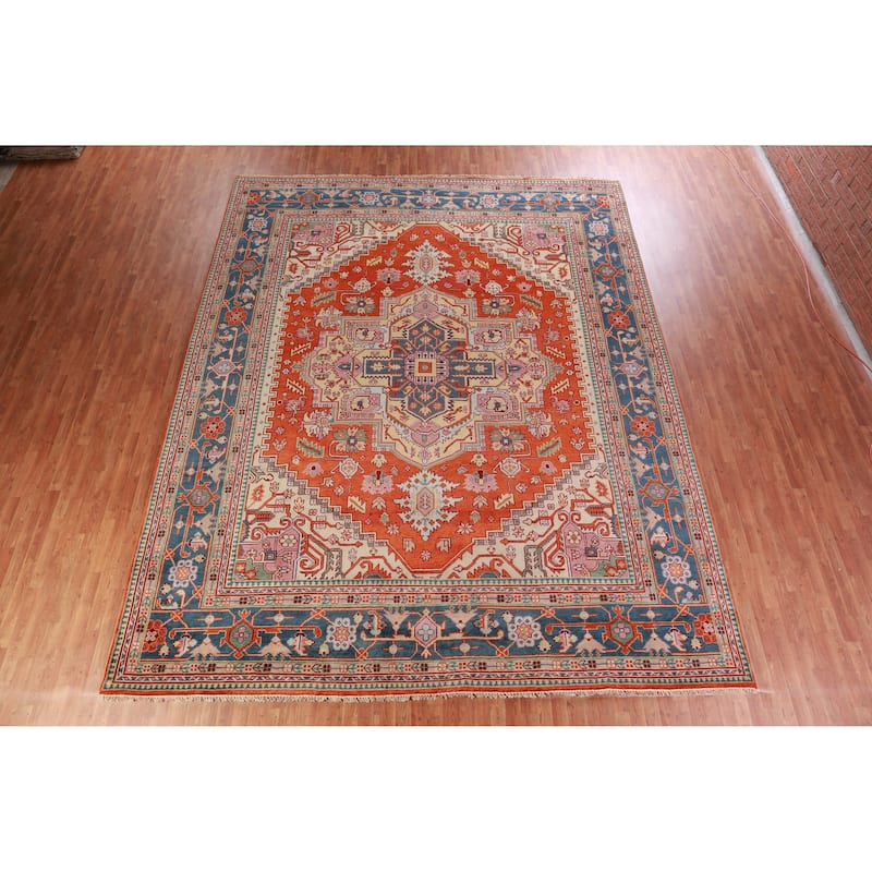 Palace Size Heriz Serapi Oriental Rug Handmade Wool Carpet - 11'10" x 14'9"