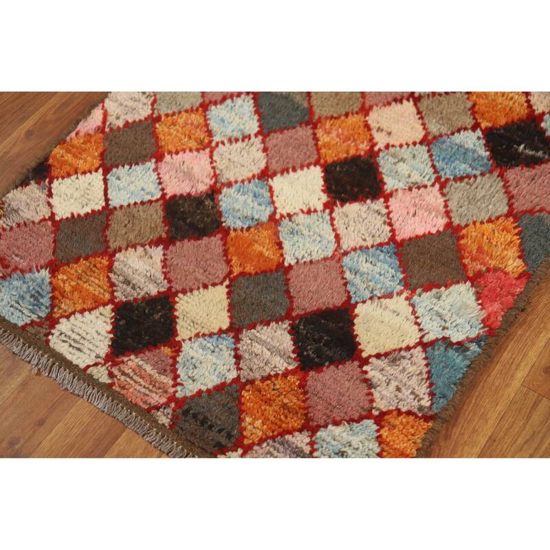 All-Over Trellis Moroccan Oriental Runner Rug Handmade Wool Carpet - 2'7" x 10'1"