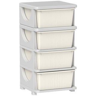 Qaba 4 Tier Kids Storage Unit, 4 Drawer Chest Toy Organizer Plastic Bins