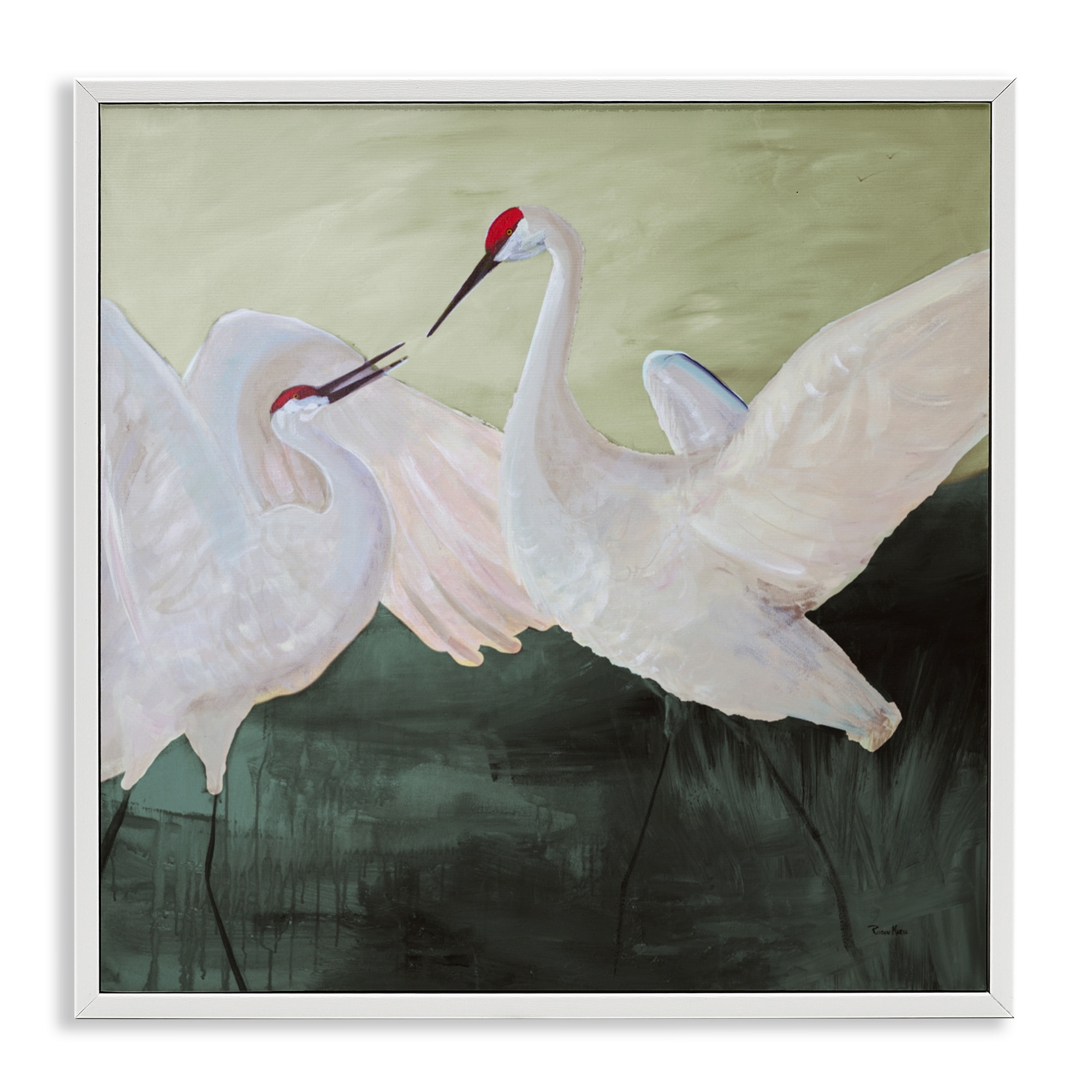 Stupell White Sandhill Cranes Framed Giclee Art Design By Robin Maria
