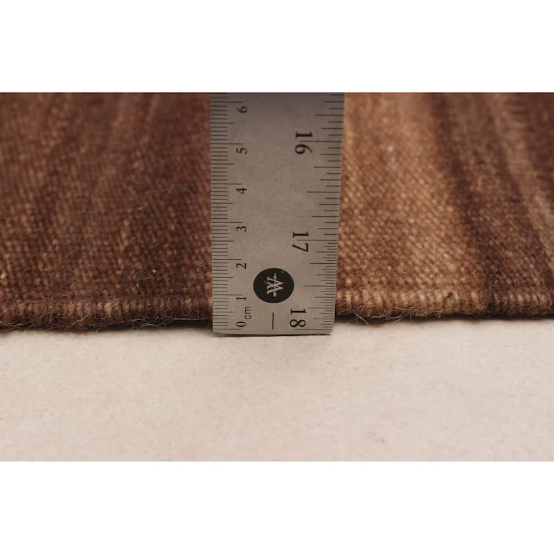 ECARPETGALLERY Flat-Weave Boho Brown Wool Kilim - 12'0 x 15'0