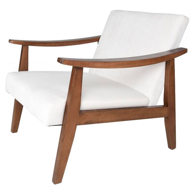 Zenvida Mid Century Modern Accent Armchair Solid Hardwood Upholstered