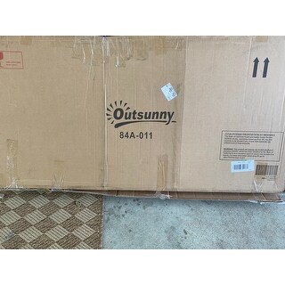 Outsunny Two Person Outdoor Mesh Fabric Patio Double Glider Chair with Center Table