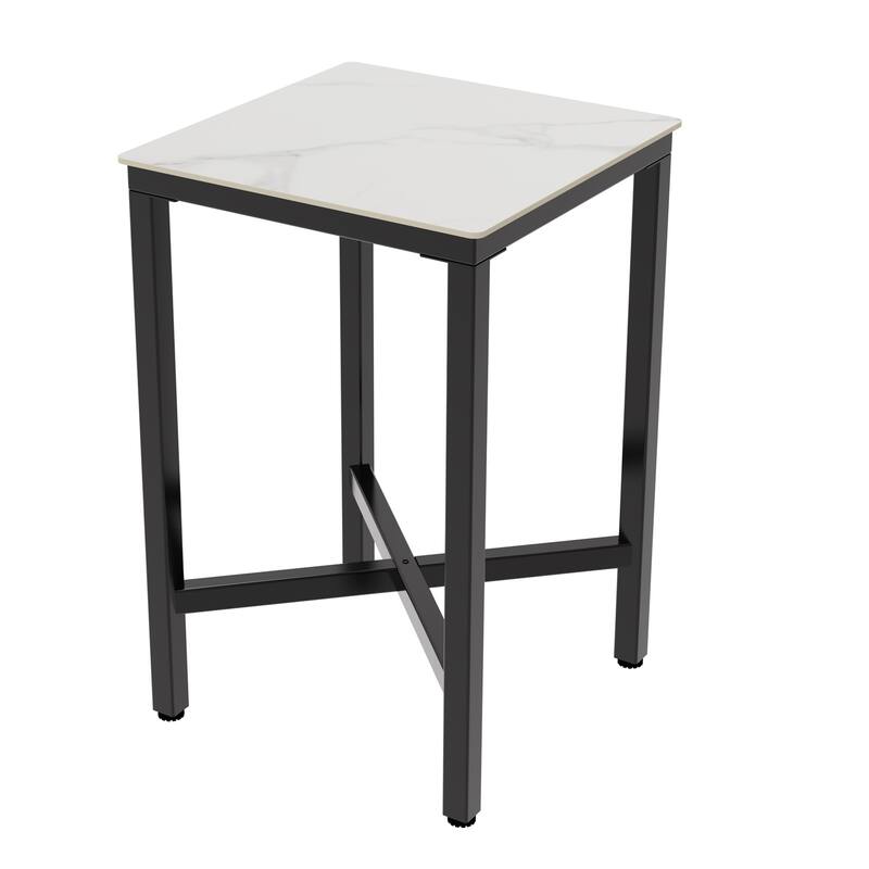 Square Cocktail Pub Bar Table Sintered Stone Tabletop - 28"W x 28"D x 42"H