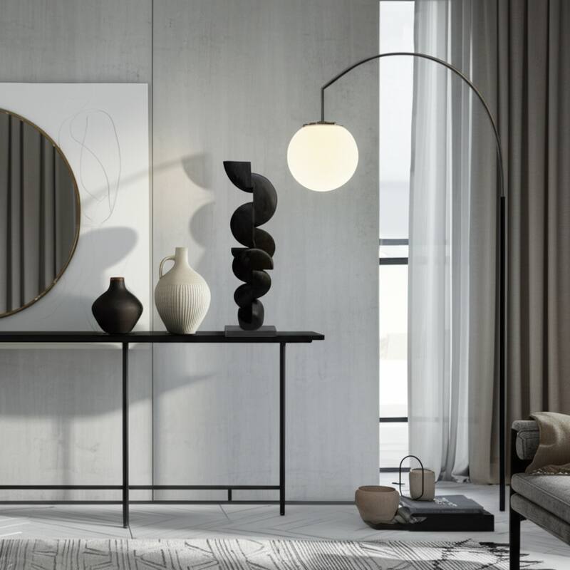 Wood Sculpture Modern Geometric Design for Home Decor - 58" Black - 13.5" x 10.5" x 57.5"