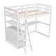 preview thumbnail 11 of 13, Twin Size Loft Bed with Desk, Shelves, and Two Built-in Drawers in White, Modern Design for Kids' Rooms