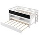 preview thumbnail 5 of 22, Twin Size Loft Bed, Wood Low Loft Bed with Storage Shelves, Blackboard, Trundle and Ladder Wooden Bed Frame No Box Spring Needed