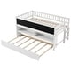 preview thumbnail 7 of 16, Twin Size Wood Low Loft Bed with Storage Shelves, Blackboard and Trundle, White
