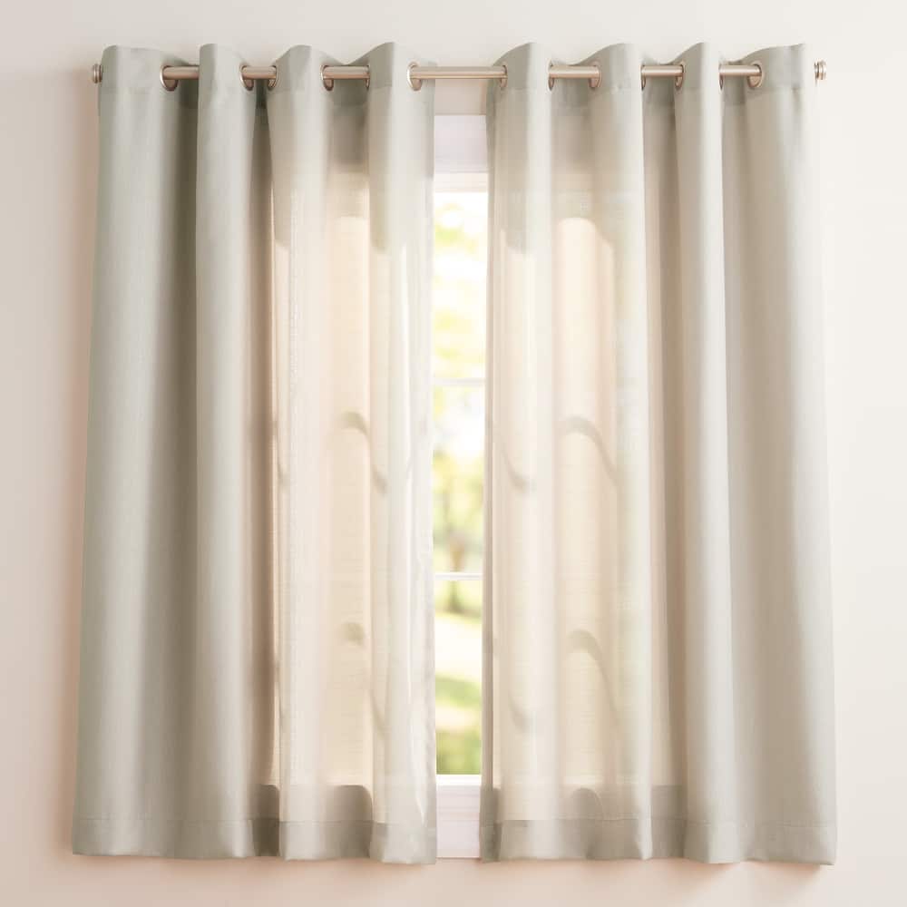 EXCLUSIVE HOME Loha Linen Grommet Top Curtain Panel Pair