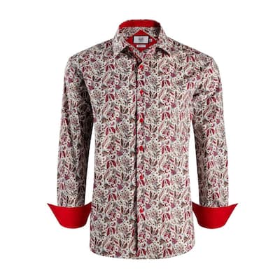 Elie Balleh Boys' Slim Fit Paisley Print Shirt