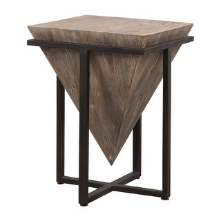 25.25" Brown and Black Upside Down Triangle Accent Table