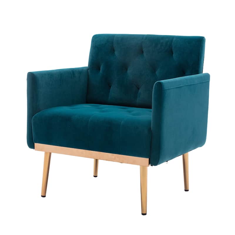 Velvet Upholstered Tufted Accent Chair With Golden feet