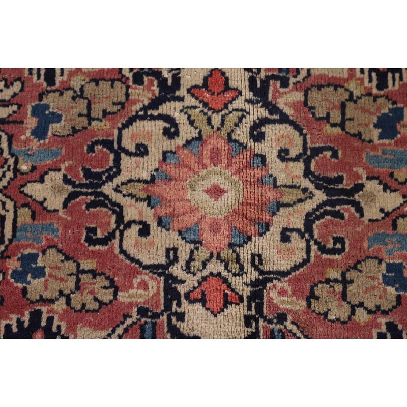 Pink Floral Mahal Persian Large Antique Area Rug Handmade Wool Carpet - 10'4"x 13'6"