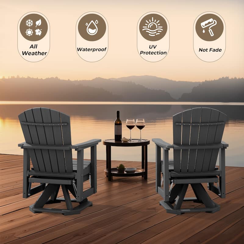 Set of 2 HDPE Adirondack Swivel Gliders, Outdoor Patio Chair Set