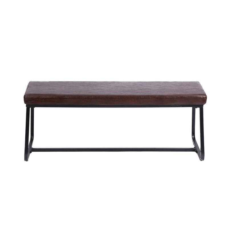 Porthos Home Remy Entryway Bench, PU Leather Upholstery, Iron Legs