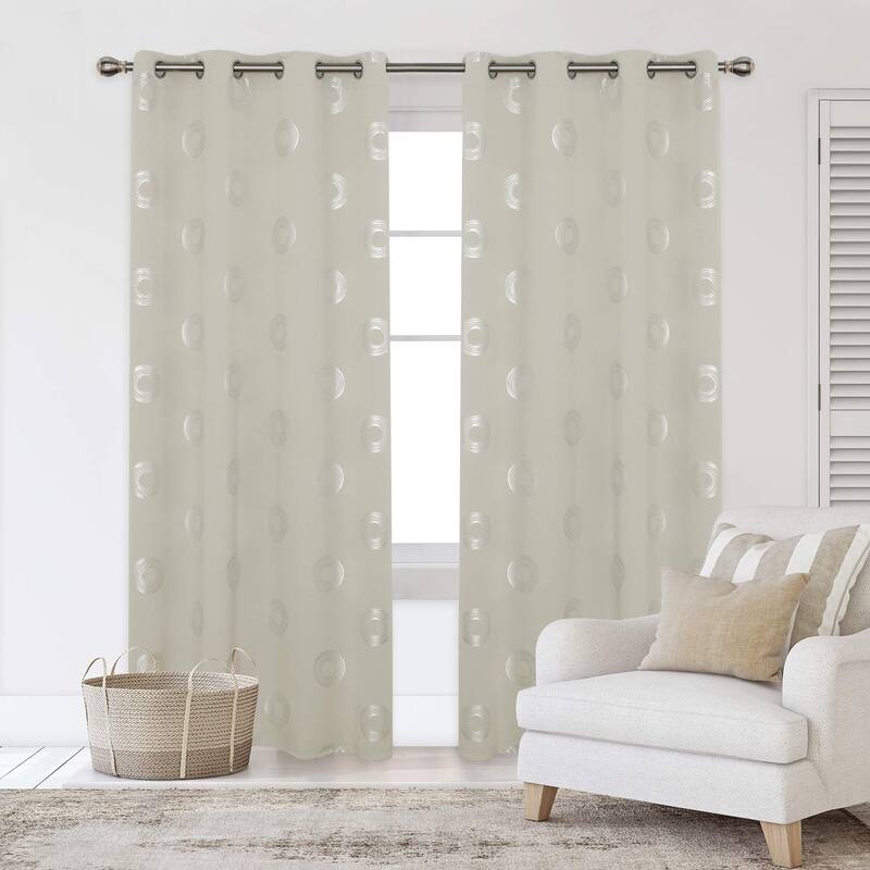 Concentric Circles Pattern Room Darkening Curtain 2 Panels