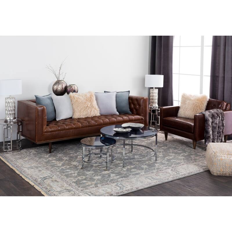 Hand-Knotted Bingham Border Viscose Area Rug - 2'6" x 8' Runner - Black