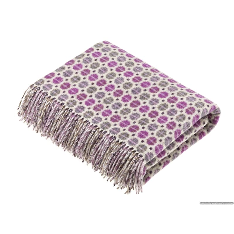 Merino Lambswool Throw Blanket - Milan - Clover, Made in England