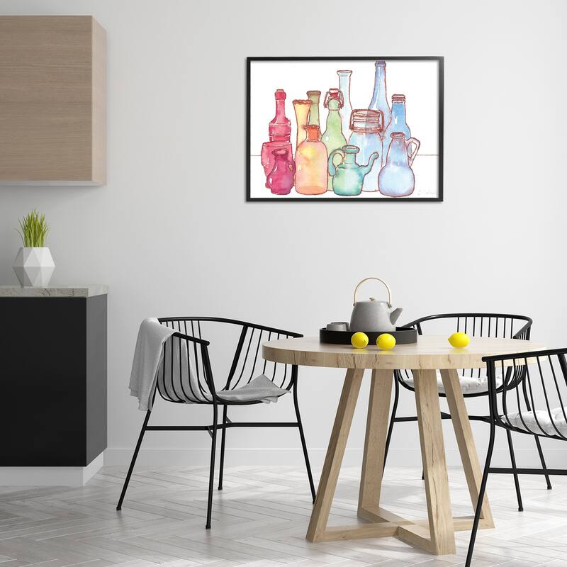 Stupell Colorful Vases Collection Framed Giclee Art Design By Stephanie Fielden