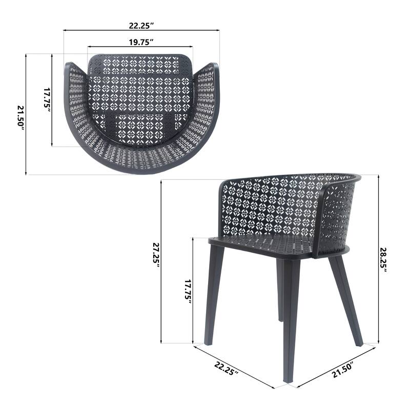 Roomfitters Milan Outdoor Iron Patio Dining Chairs with Rust Resistant Frame, Modern Set of 2