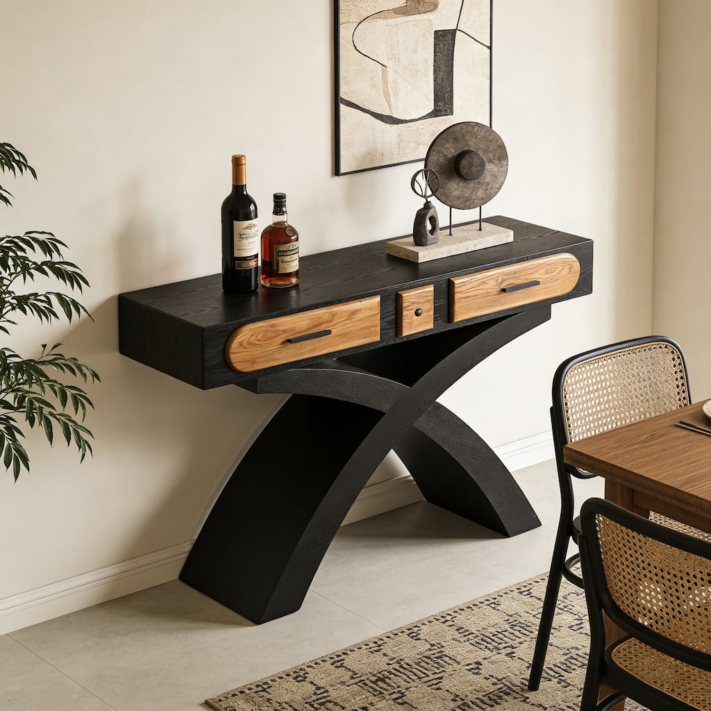Console Table Center Table with 2 Drawers, Rustic Side Table Sofa Table Hallway Table Entryway Table